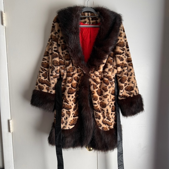 Cheetah Leopard Faux Faur Coat Belted SHEIN Curve Size 2XL Soft Animal Print - Picture 2 of 12